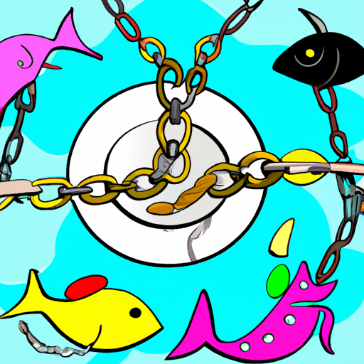 A colorful, abstract illustration of a food chain.