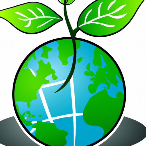 A colorful graphic of a globe with green leaves sprouting from its surface.