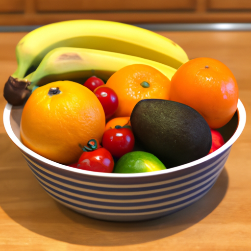 A bowl of fresh fruits and vegetables.