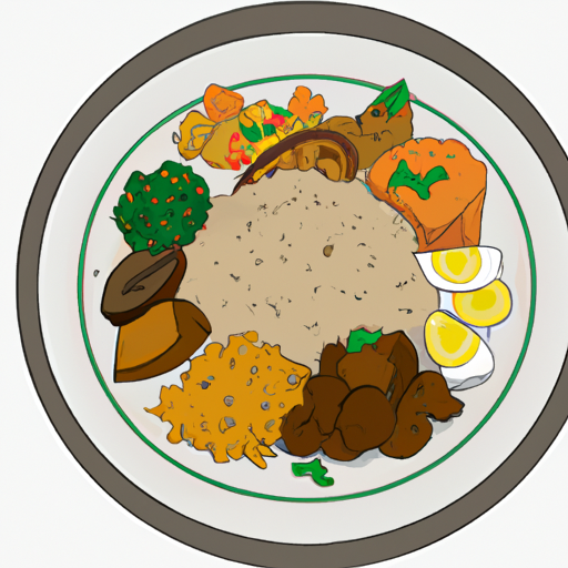 A plate of food with a gradient of colors representing different cultures.