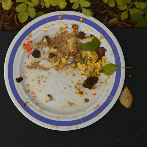 A plate of food with half of it spilled onto the ground.